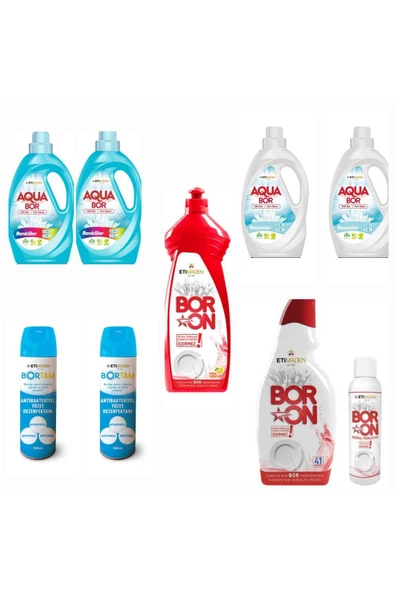 Aquabor SIVI ÇAMAŞIR DETERJANI RENKLİ VE BEYAZLAR İÇİN 132 YIKAMA+ BULAŞIK DETERJANI + DEZENFEKTAN ürün görseli 1