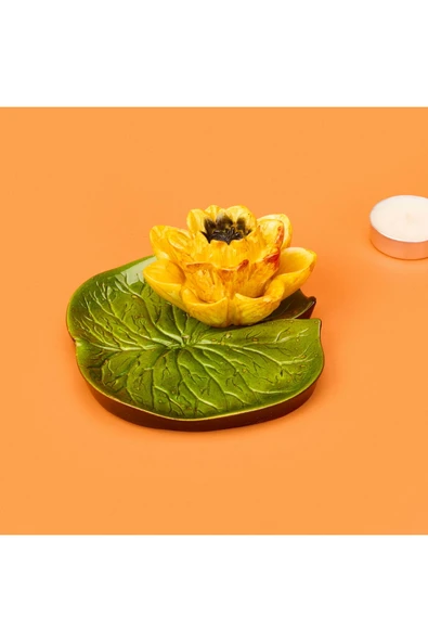 MATMEL Deco Lotus Dekoratif Tabak - Sarı - 12 cm - Resim 3