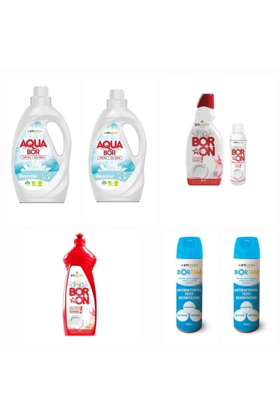 Aquabor SIVI DETERJAN BEYAZLAR İÇİN 66 YIKAMA+ BULAŞIK DETERJANI ELDE VE MAKİNEDE + 2 ADET BORTAM ürün görseli 1