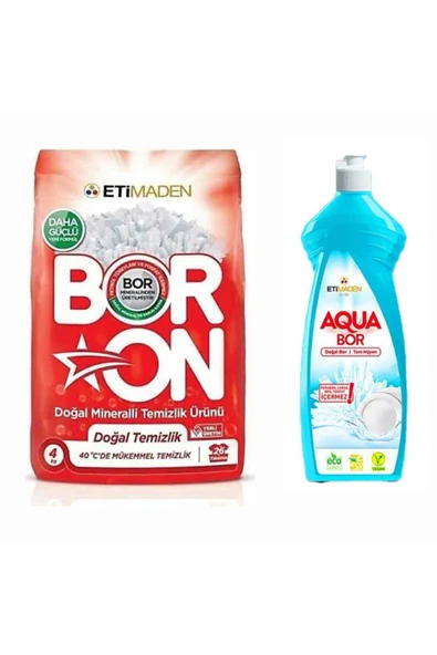 Boron toz deterjan 4 kg 26 yıkama +1 adet AQUABOR bulaşık deterjanı. ürün görseli 1