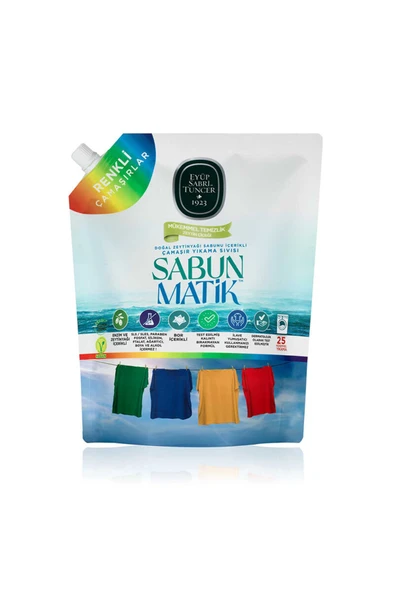 MATMEL 2 ADET Doğal Zeytinyağı İçerikli Çamaşır Yıkama Sıvısı Renkliler 1,5 Lt Doypack - Resim 2