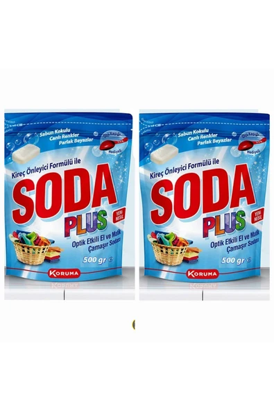 SODA 2 Adet Plus Optik Etkili El ve Matik Çamaşır Sodası 500 gr ürün görseli 1