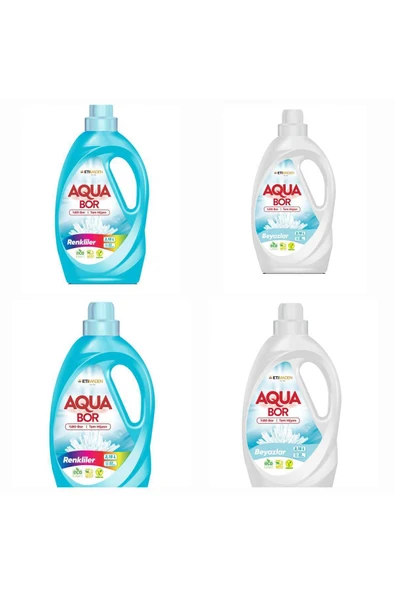 Boron Aquabor Çamaşır Deterjanı Beyaz Ve Renkliler Için Sıvı Deterjan 33*4 Yıkama ürün görseli 1
