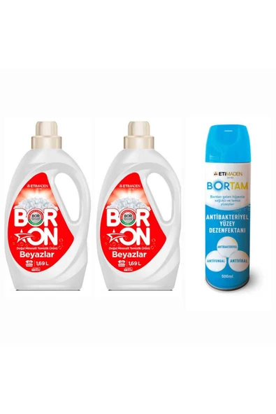 Boron DOĞAL MİNERALLİ SIVI ÇAMAŞIR DETERJANI BORON BEYAZLAR İÇİN 52 YIKAMA+ BORTAM DEZENFEKTAN ürün görseli 1