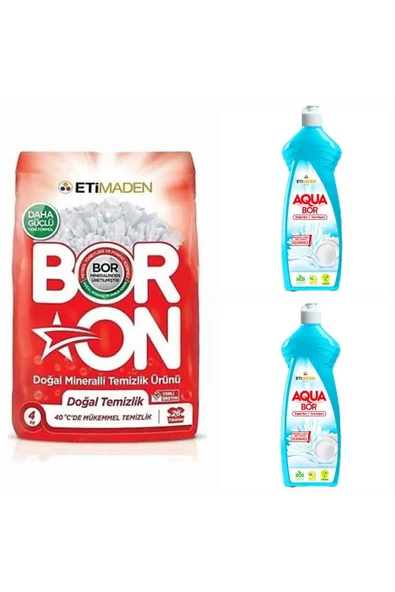 Boron toz deterjan 4 kg 26 yıkama +2 adet AQUABOR bulaşık deterjanı. ürün görseli 1