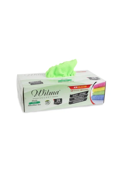 Wilma Secret Mikrofiber Temizlik Bezi Kutulu 125 Adet Mikrofiber Bezler 30X30CM 180GSM - Yeşil ürün görseli 1