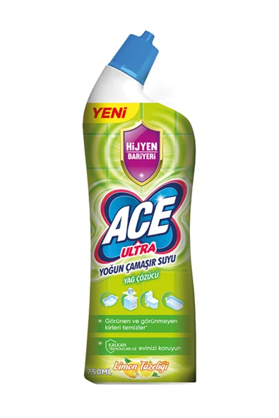 ACE 3 ADET Ultra Çamaşır Suyu Powerjel 750 ml Limon Bahçesi ürün görseli 1