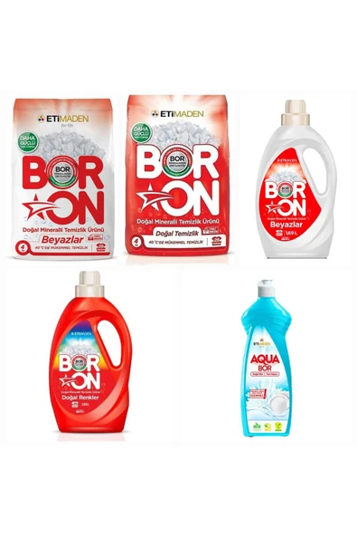 Boron 4 KG TOZ ÇAMŞIR DETERJAN+SIVI DETERJAN RENKLİLER+BEYAZLAR 1.69 +ELDE YIKAMA BULAŞIK DETERJANI ürün görseli 1