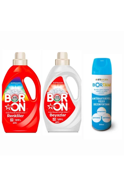 Boron DOĞAL SIVI ÇAMAŞIR DETERJANI BORON RENKLİLER ve BEYAZLAR İÇİN 26*2 YIKAMA+ BORTAM DEZENFEKTAN ürün görseli 1