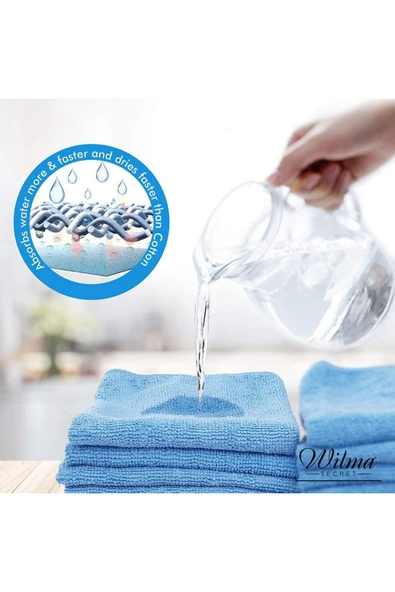 Wilma Çok Amaçlı Mikrofiber Temizlik Bezi Mavi 40X40 Cm - 5 ADET - 230 GSM (3 ADET) - Resim 2