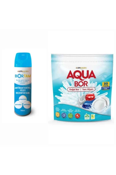 Aquabor DOĞAL MİNERALLİ BULAŞIK MAKİNESİ 30 KAPSÜL TABLET+DEZENFEKTAN ürün görseli 1