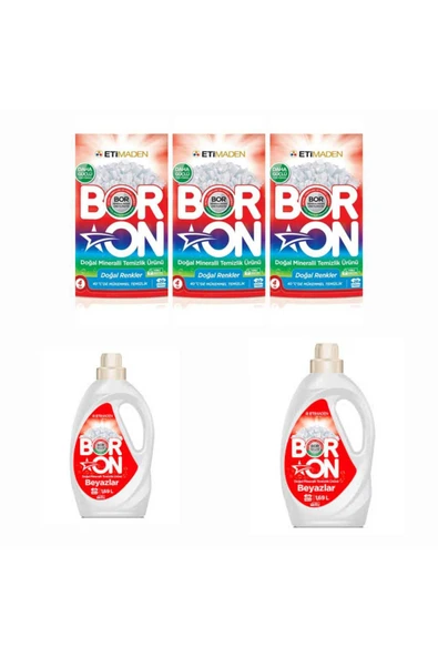 Boron DOĞAL ÇAMAŞIR DETERJANI RENKLİLER VE BEYAZLAR İÇİNTOZ VE SIVI FORM 130 YIKAMA ürün görseli 1