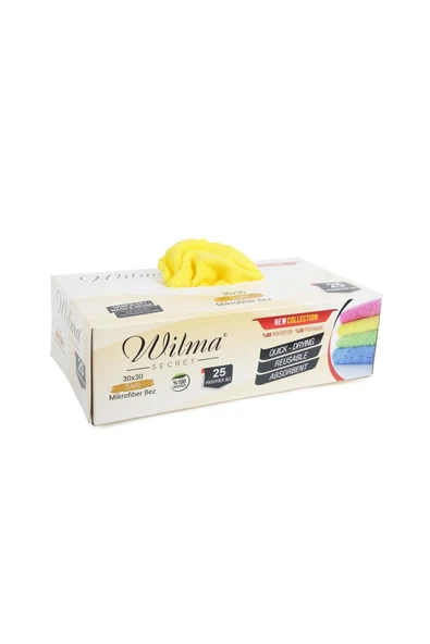 Wilma Secret Mikrofiber Temizlik Bezi Kutulu 75 Adet Mikrofiber Bezler 30X30CM 180GSM - Sarı ürün görseli 1