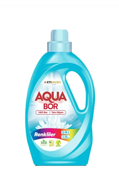 ETİ MADEN AQUABOR RENKLİLER İÇİN SIVI DETERJAN 2.15 L 33 YIKAMA. ürün görseli 1