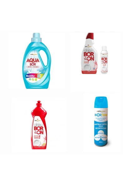 Boron DOĞAL MİNERALLİ AQUABOR SIVI DETERJAN 33 YIKAMA+ BULAŞIK DETERJANI+ BORTAM DEZENFEKTAN ürün görseli 1