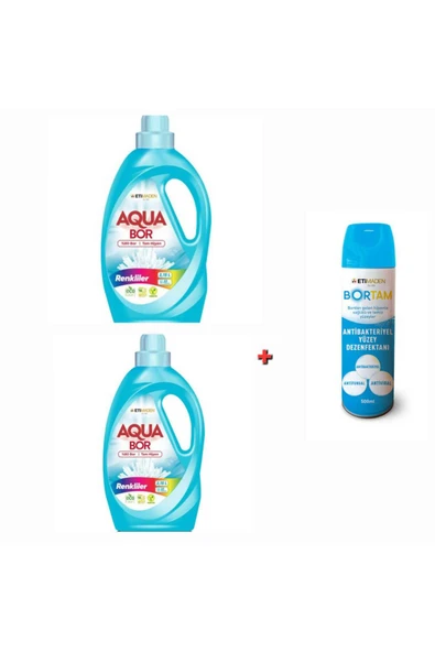 Aquabor DOĞAL MİNERALLİ RENKLİLER İÇİN SIVI ÇAMAŞIR DETERJANI SIVI 2*2.15L 66 YIKAMA+ DEZENFEKTAN ürün görseli 1