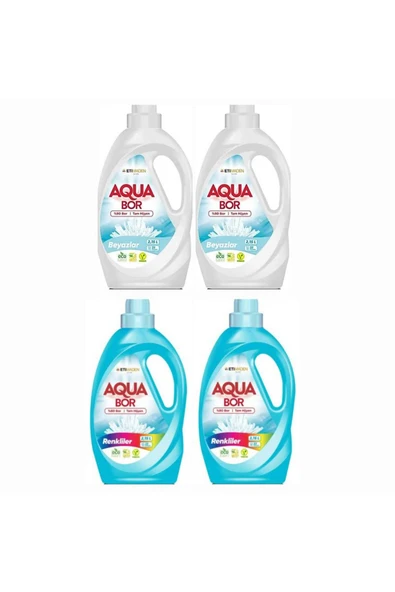 Aquabor DOĞAL SIVI ÇAMAŞIR DETERJANI BEYAZLAR İÇİN 2 ADET 66 YIKAMA+ RENKLİLER İÇİN 66 YIKAMA ürün görseli 1