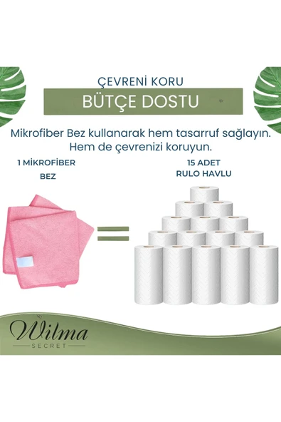 Wilma Mikrofiber Temizlik Bezi Pro Pembe 40X40 Cm - 25 ADET - Resim 2