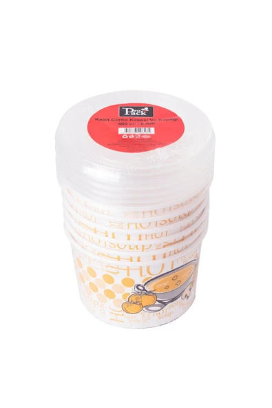 MATMEL Propack Kağıt Çorba Kasesi Ve Kapağı 6 Adet 400 Cc ürün görseli 1