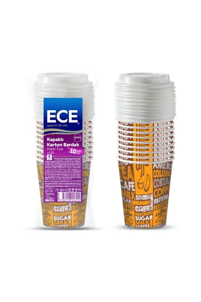 MATMEL Ece 8 Oz To Go Kağıt Bardak 225 Ml ve Kapak Seti 10'lu 3 ADET ürün görseli 1