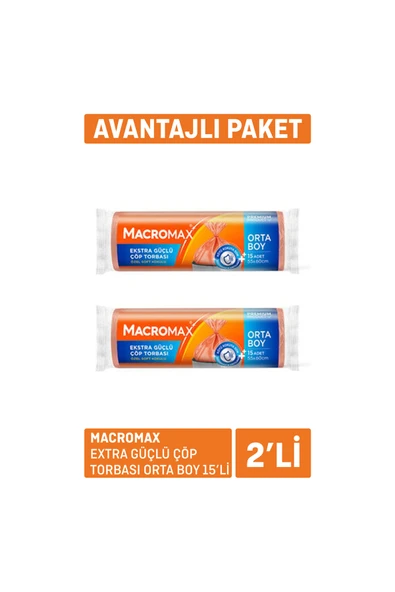 KUT FLY Macromax Extra Güçlü Çöp Torbası Orta Boy 2 x 15'li 2 ADET ürün görseli 1