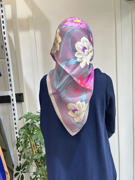 Belli Saf İpek Eşarp 4219D (T)-56 LİLA ürün görseli 1