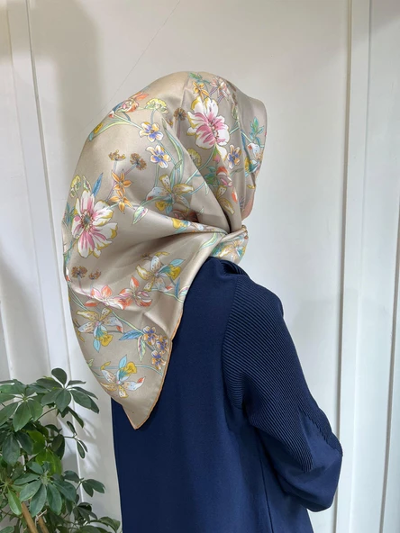 Belli Saf İpek Eşarp 4210D (T)-07 VİZON ürün görseli 1