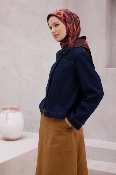 Belli Saf İpek Eşarp 4200 (T) 82 Kahve - Resim 2