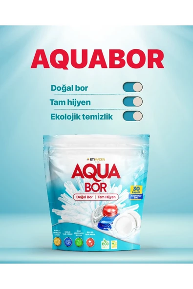 Boron Aquabor Bulaşık makinesi Tableti 30 Lu Doğal Bulaşık Makinesi Tableti ürün görseli 1