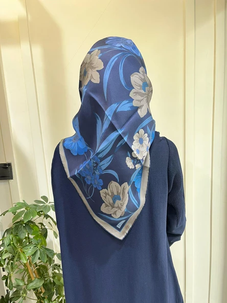 Belli Saf İpek Eşarp 4219D (T)-60 LACİVERT ürün görseli 1