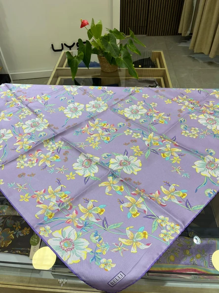 Belli Saf İpek Eşarp 4210D (T)-50 LİLA - Resim 3