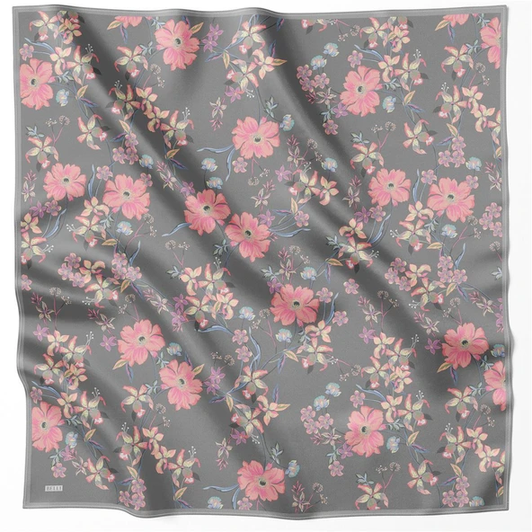 Belli Saf İpek Eşarp 4210(T) 83 Gri - Resim 3