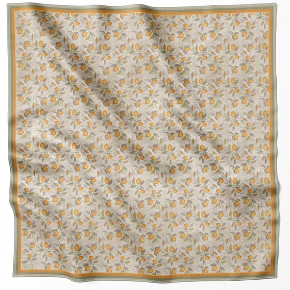 Belli Saf İpek Eşarp 4212(T) 01 Haki - Resim 3