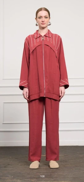 Nuss Pantolonlu Takım Kırmızı 1048 ürün görseli 1