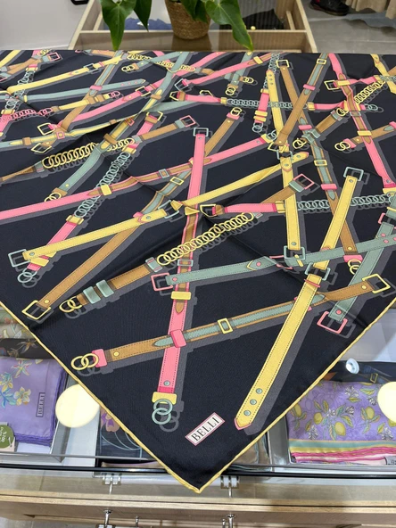 Belli Saf İpek Eşarp 4200D (T)-01 SİYAH - Resim 4