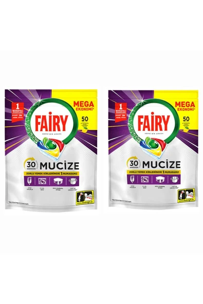 FAİRYTALE Fairy Mucize Bulaşık Makinesi Deterjanı Kapsülü/tableti 2*50 li 100 Yıkama ürün görseli 1