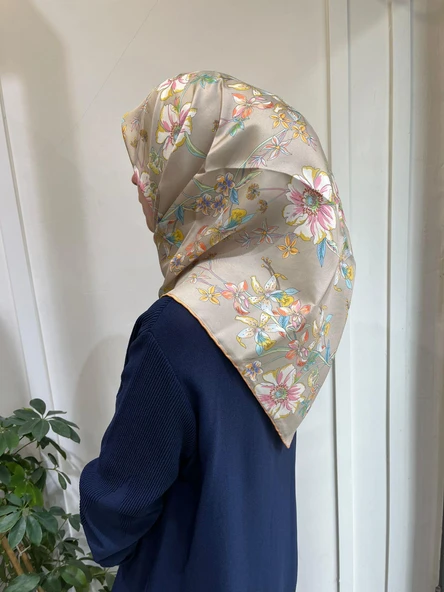 Belli Saf İpek Eşarp 4210D (T)-07 VİZON - Resim 3