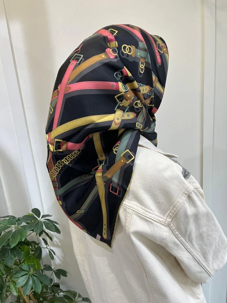 Belli Saf İpek Eşarp 4200D (T)-01 SİYAH - Resim 2