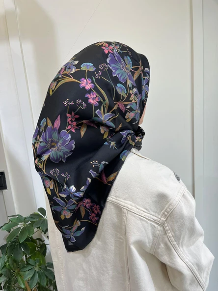 Belli Saf İpek Eşarp 4210D (T)-88 SİYAH - Resim 4