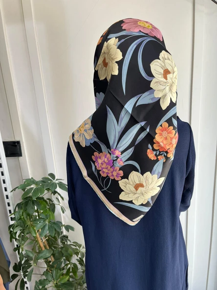 Belli Saf İpek Eşarp 4219D (T)-33 SİYAH ürün görseli 1