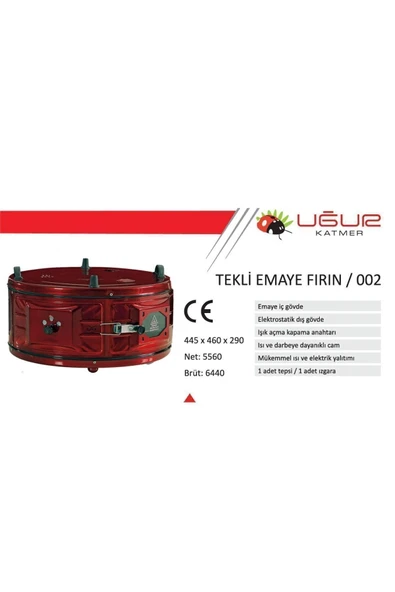 Uğur Küçük boy termostatsız Yuvarlak Tek Tepsili Emaye Davul Fırın - Resim 3