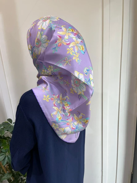 Belli Saf İpek Eşarp 4210D (T)-50 LİLA - Resim 2