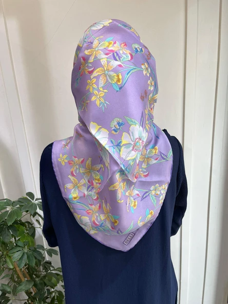 Belli Saf İpek Eşarp 4210D (T)-50 LİLA ürün görseli 1