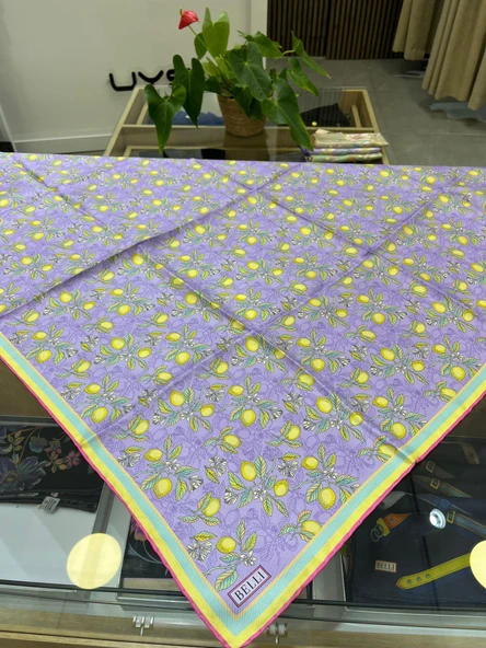 Belli Saf İpek Eşarp 4212D (T)-55 LİLA - Resim 4