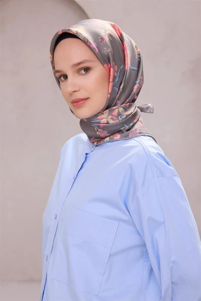 Belli Saf İpek Eşarp 4210(T) 83 Gri ürün görseli 1