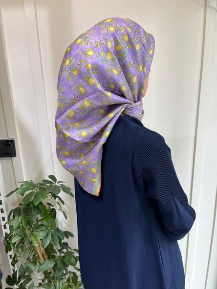 Belli Saf İpek Eşarp 4212D (T)-55 LİLA - Resim 3