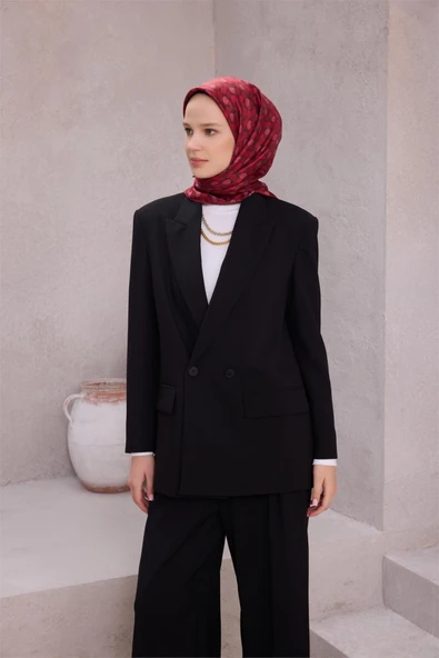 Belli Saf İpek Eşarp 42204(T) 55 Bordo - Resim 2