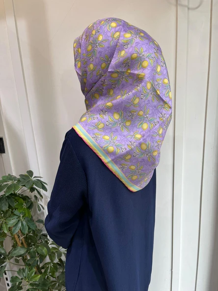 Belli Saf İpek Eşarp 4212D (T)-55 LİLA - Resim 2