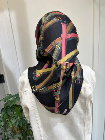 Belli Saf İpek Eşarp 4200D (T)-01 SİYAH ürün görseli 1