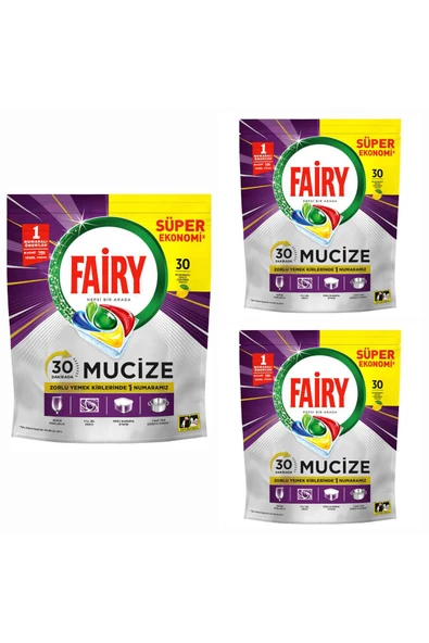 FAİRYTALE Fairy Mucize Bulaşık Makinesi Deterjanı Kapsülü/tableti 3*30'lu 90 Yıkama ürün görseli 1